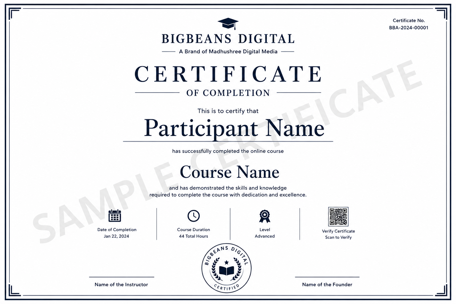 BIGBEANS Academy Certificate